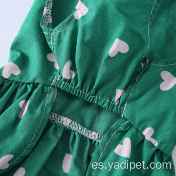 Vestido de perro gato de verano verde Ropa de cachorro